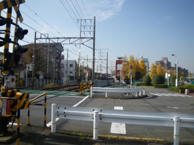 環八通り 多摩川線との踏切